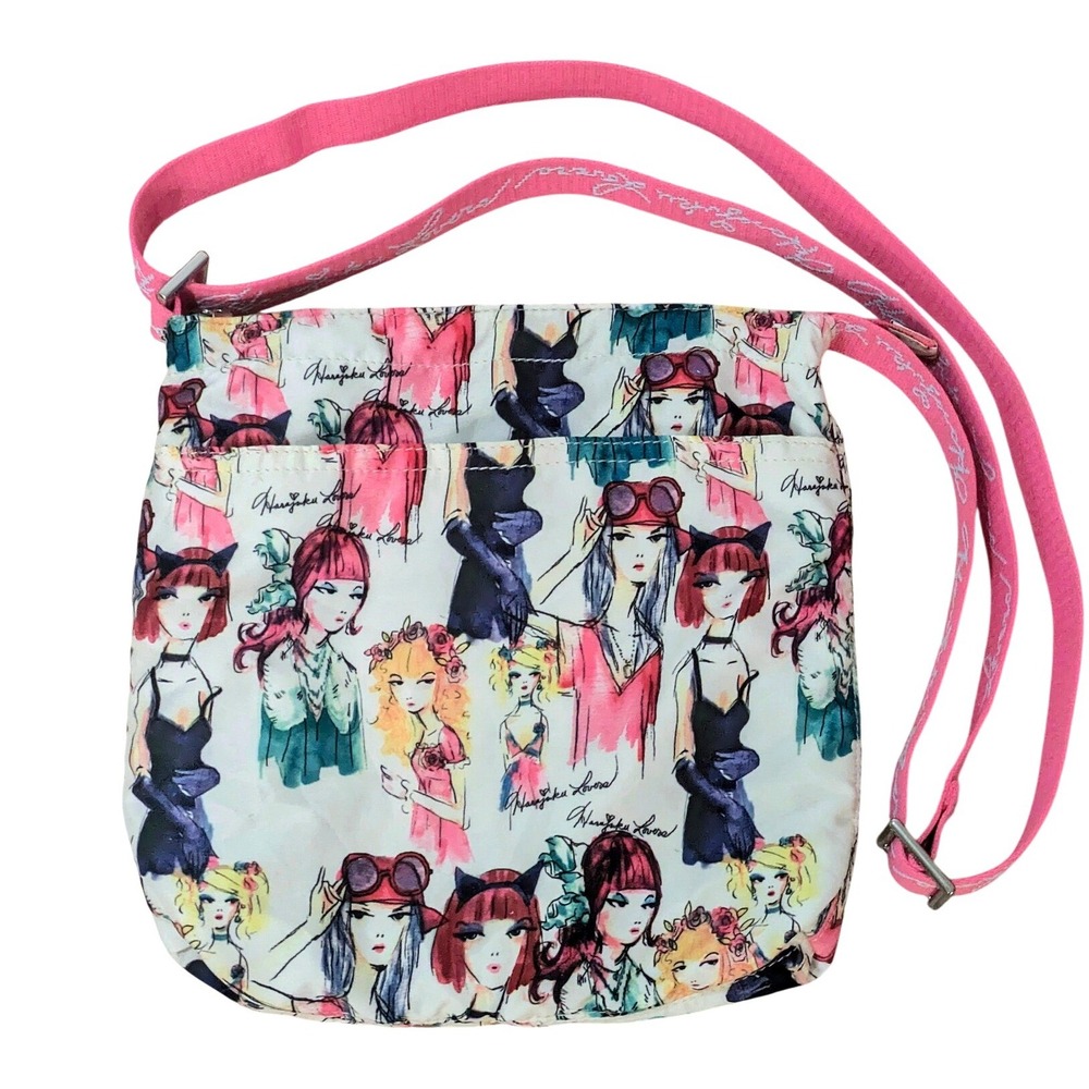 Harajuku Lovers Vintage Y2K Nylon Crossbody Bag Fashion Girl Lollipop Print